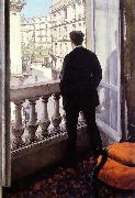 Gustave Caillebotte Young Man at his Window painting